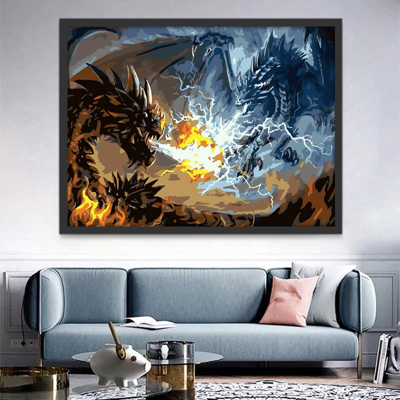 Pelea entre Dos Dragones Pintar por Números