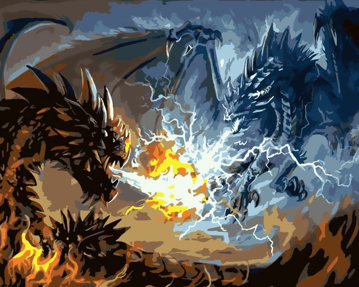 Pelea entre Dos Dragones Pintar por Números