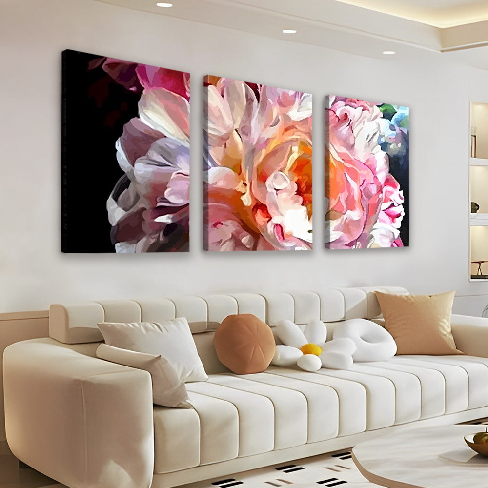 Peonía Hermosa con Pétalos Rosados y Blancos 3 Partes Pintar por Números