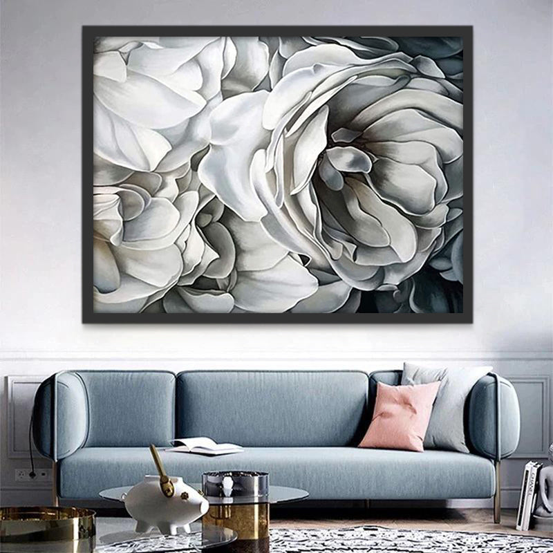 Peonías de Color Blanco Puro Pintar por Números