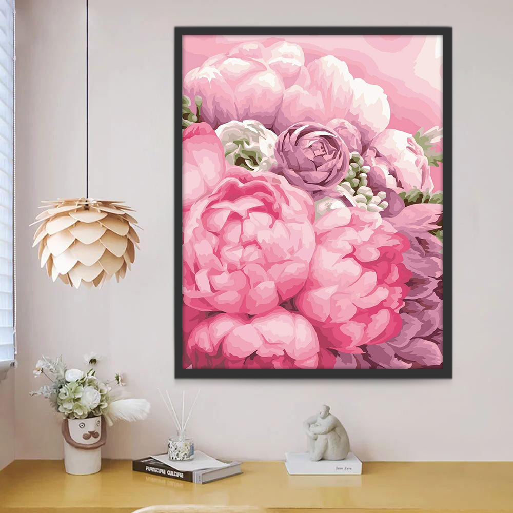 Peonías de Color Rosado y Morado Pintar por Números