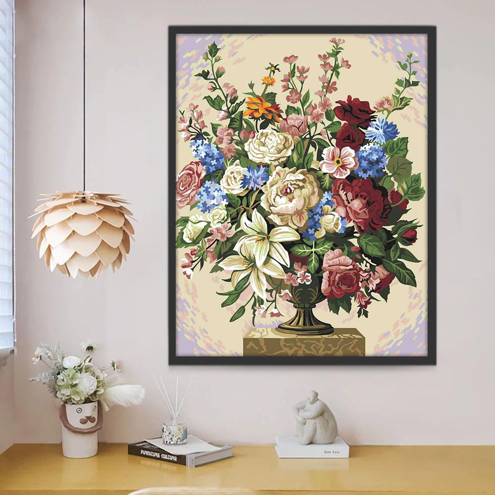 Peonías y Lirios y Rosas y Flores Diversas en Florero Pintar por Números