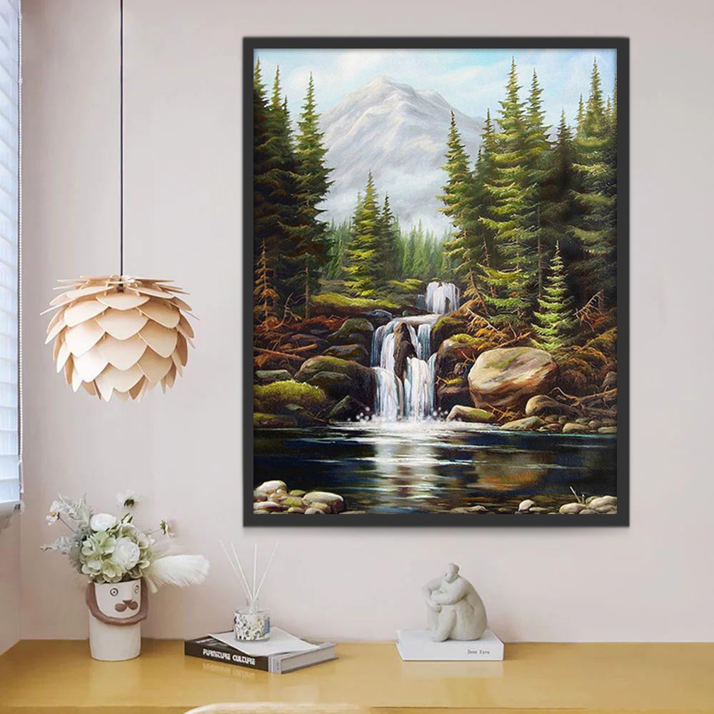 Pequeña Cascada y Bosque Pintar por Números
