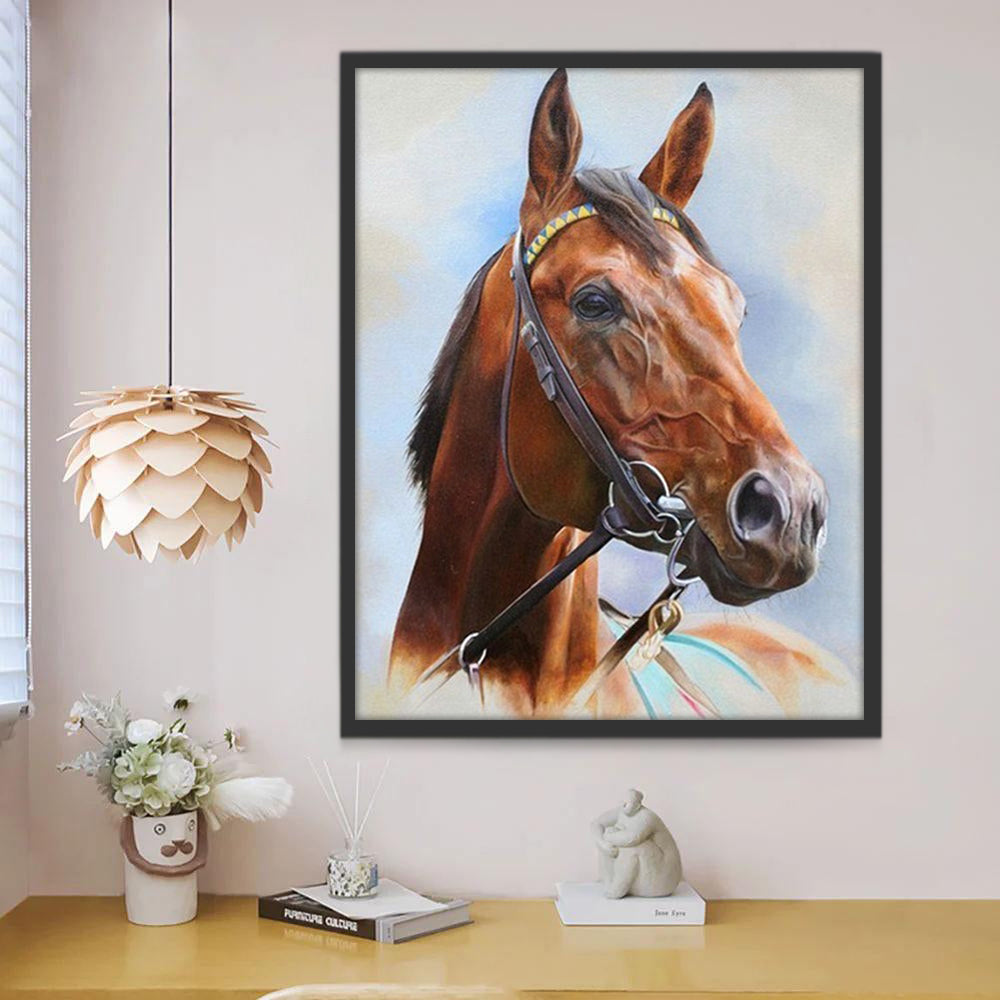 Perfil de Caballo Marrón con Cabestro Pintar por Números