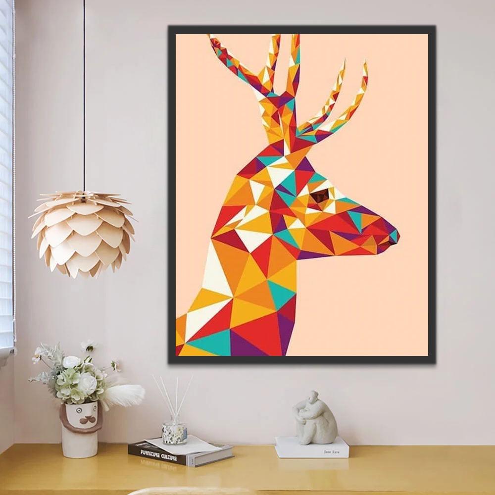 Perfil de Ciervo en Estilo Geométrico Pintar por Números