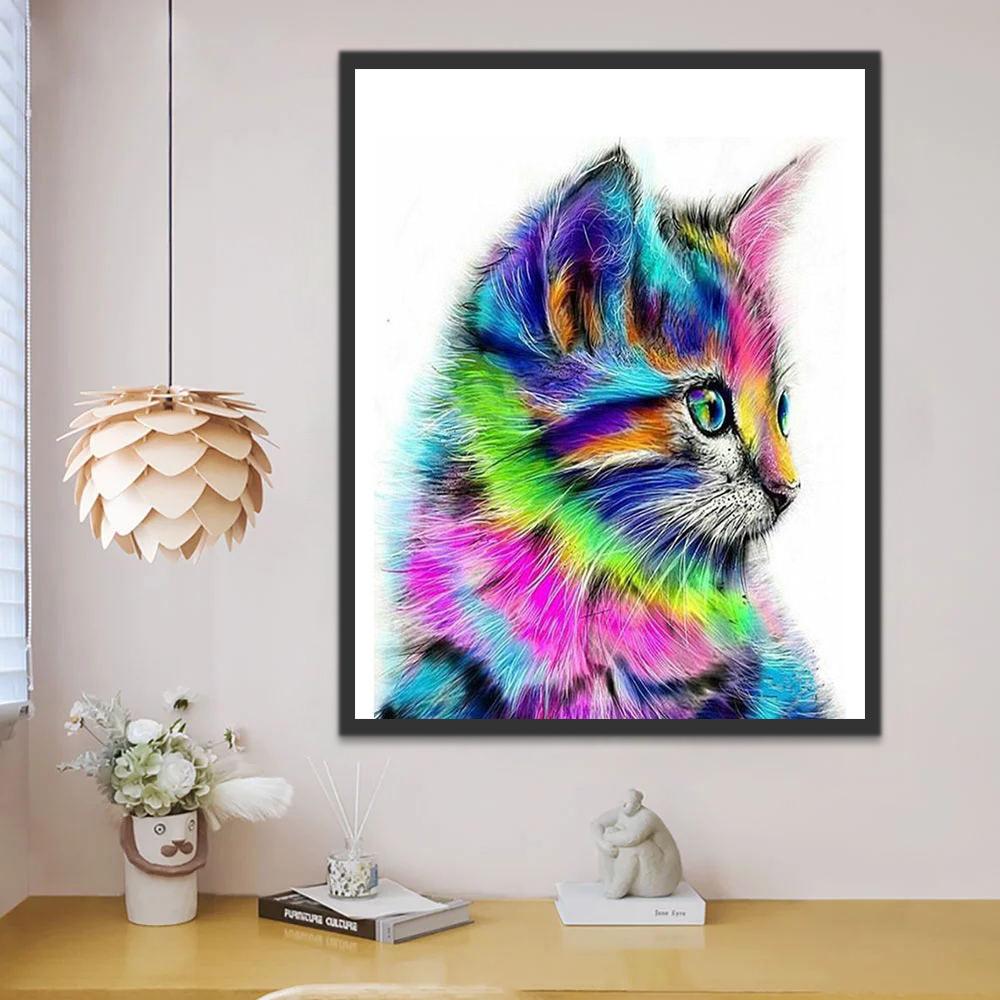 Perfil de Gato Colorido Pintar por Números