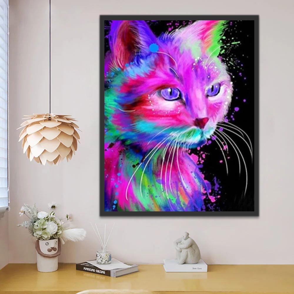 Perfil de Gato Colorido Pintar por Números