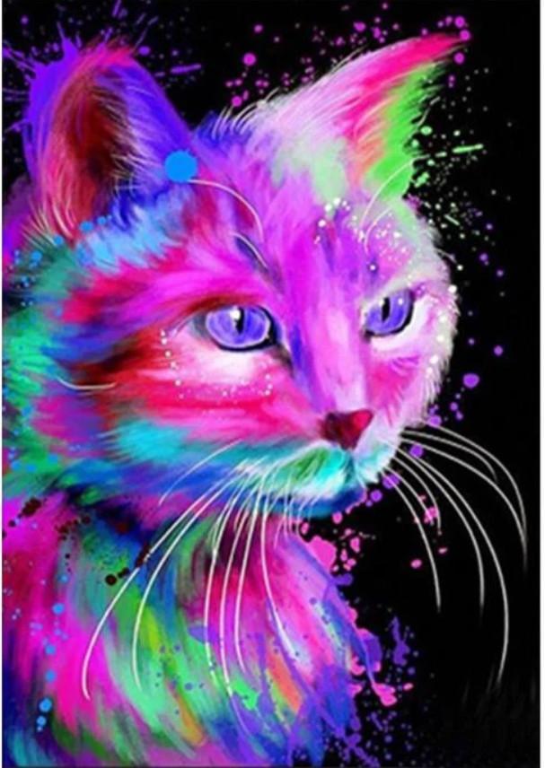 Perfil de Gato Colorido Pintar por Números