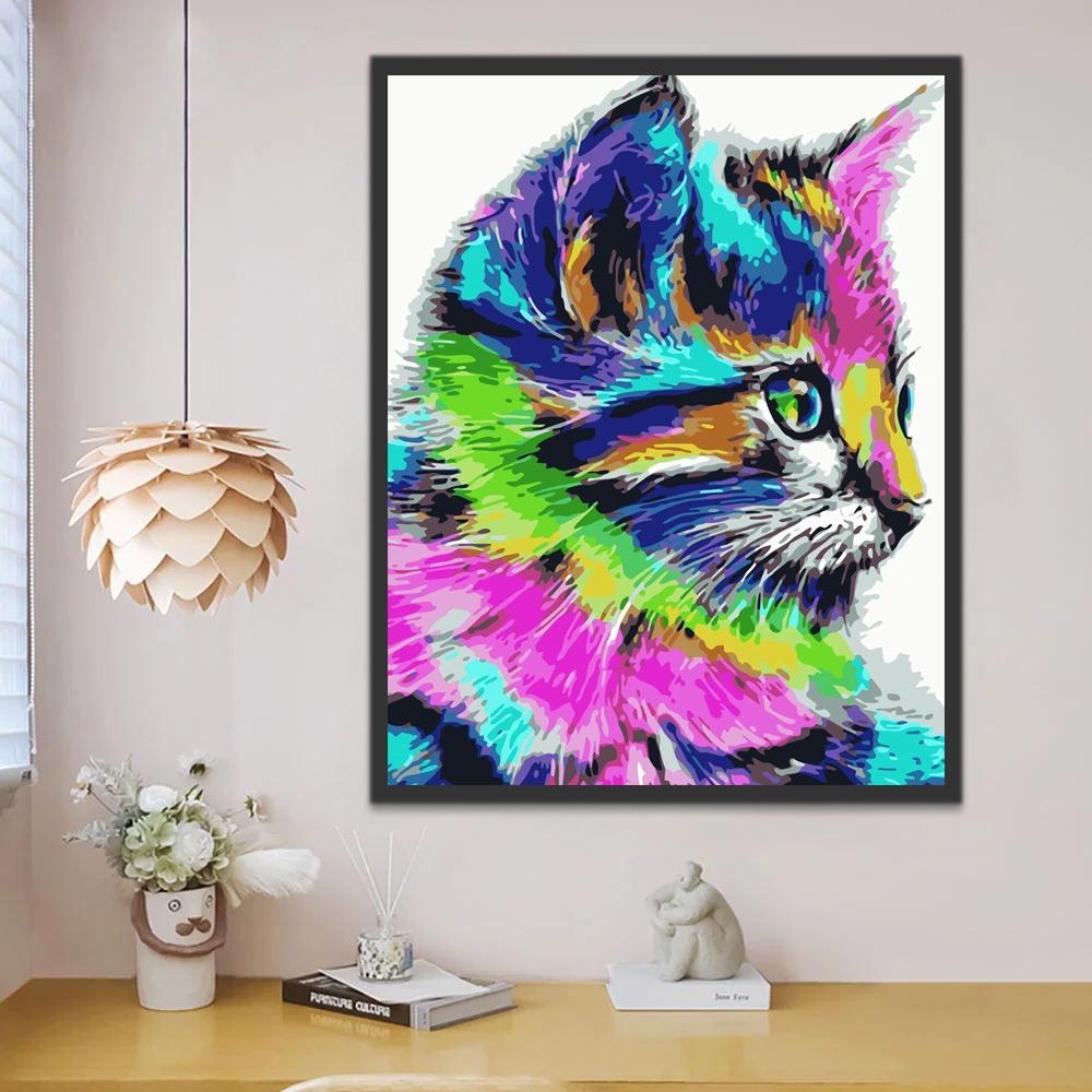 Perfil de Gato Colorido Pintar por Números