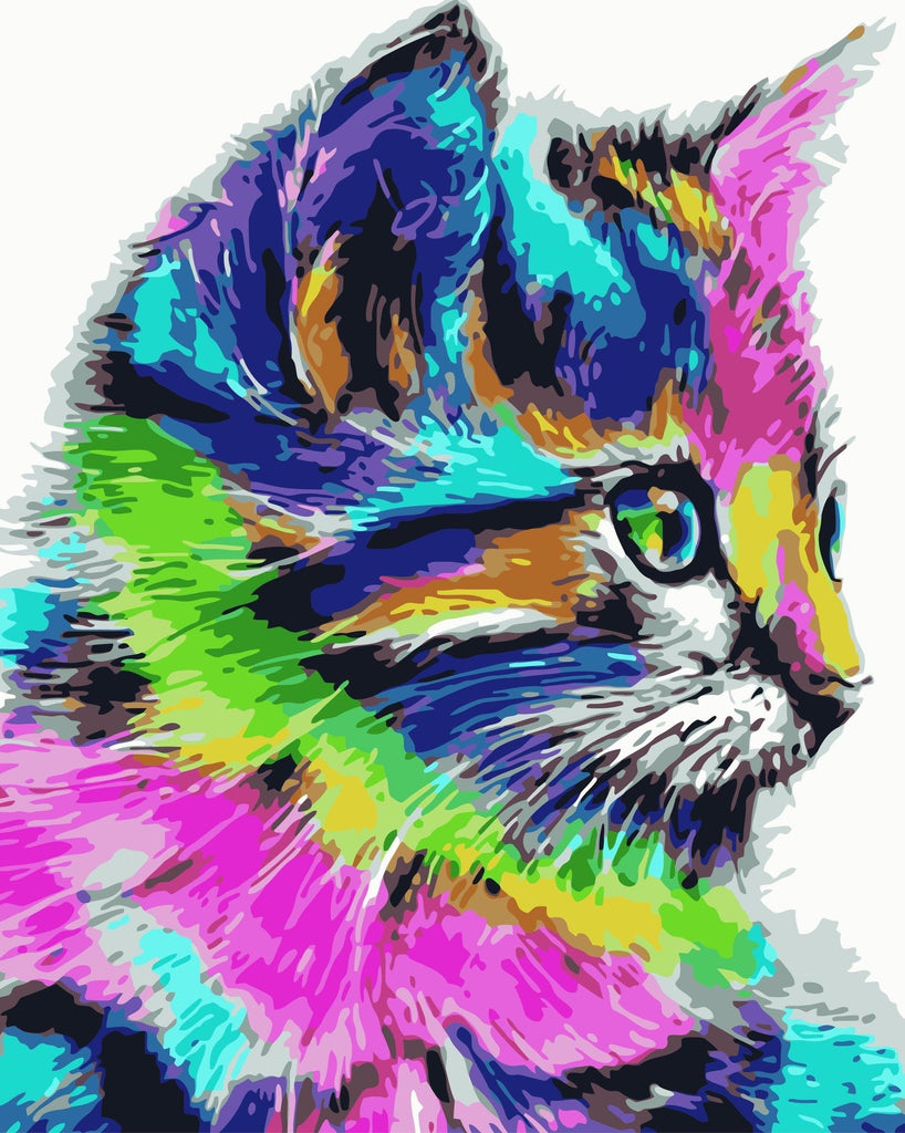 Perfil de Gato Colorido Pintar por Números