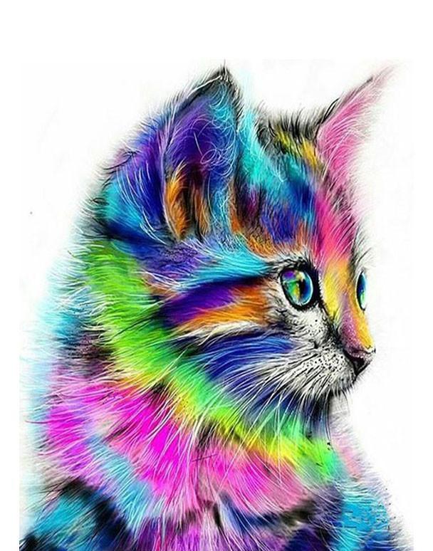Perfil de Gato Colorido Pintar por Números