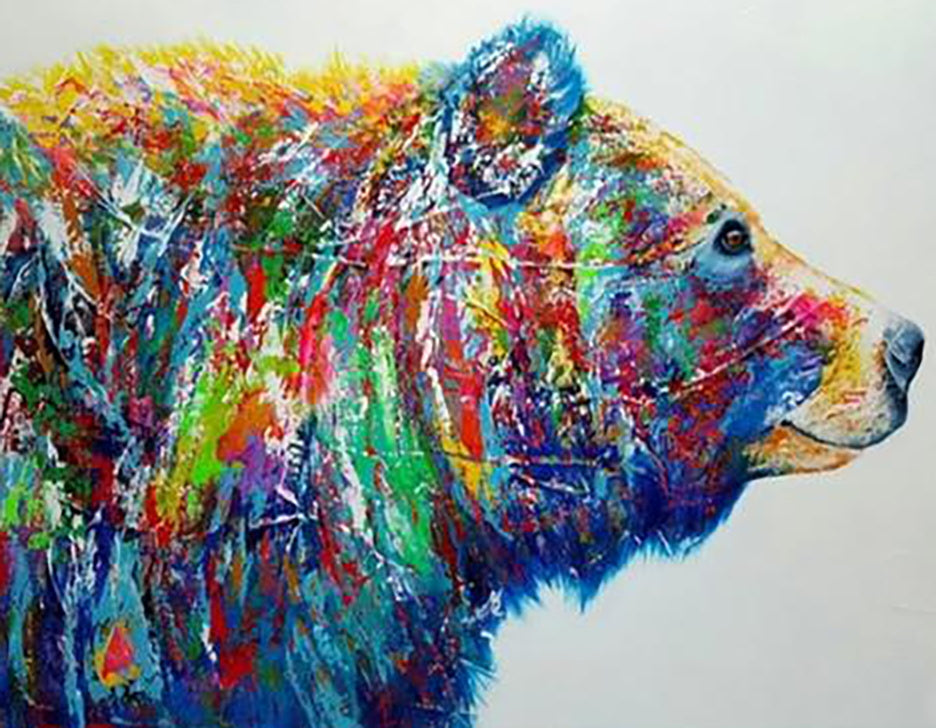 Perfil de Oso Colorido Pintar por Números