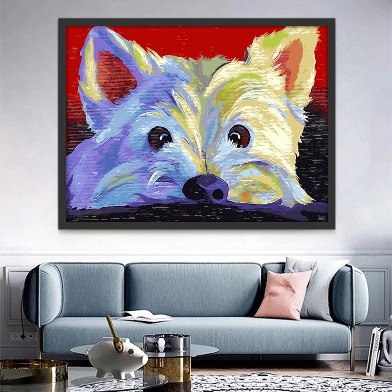 Perrito Blanco Adorable Pintar por Números