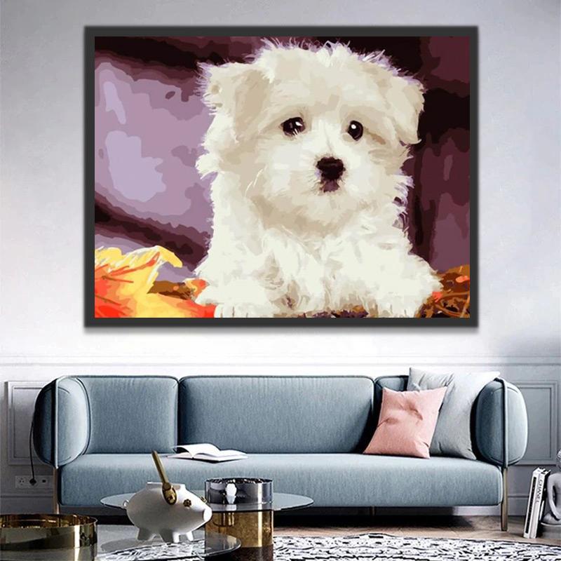 Perrito Lindo Blanco Pintar por Números