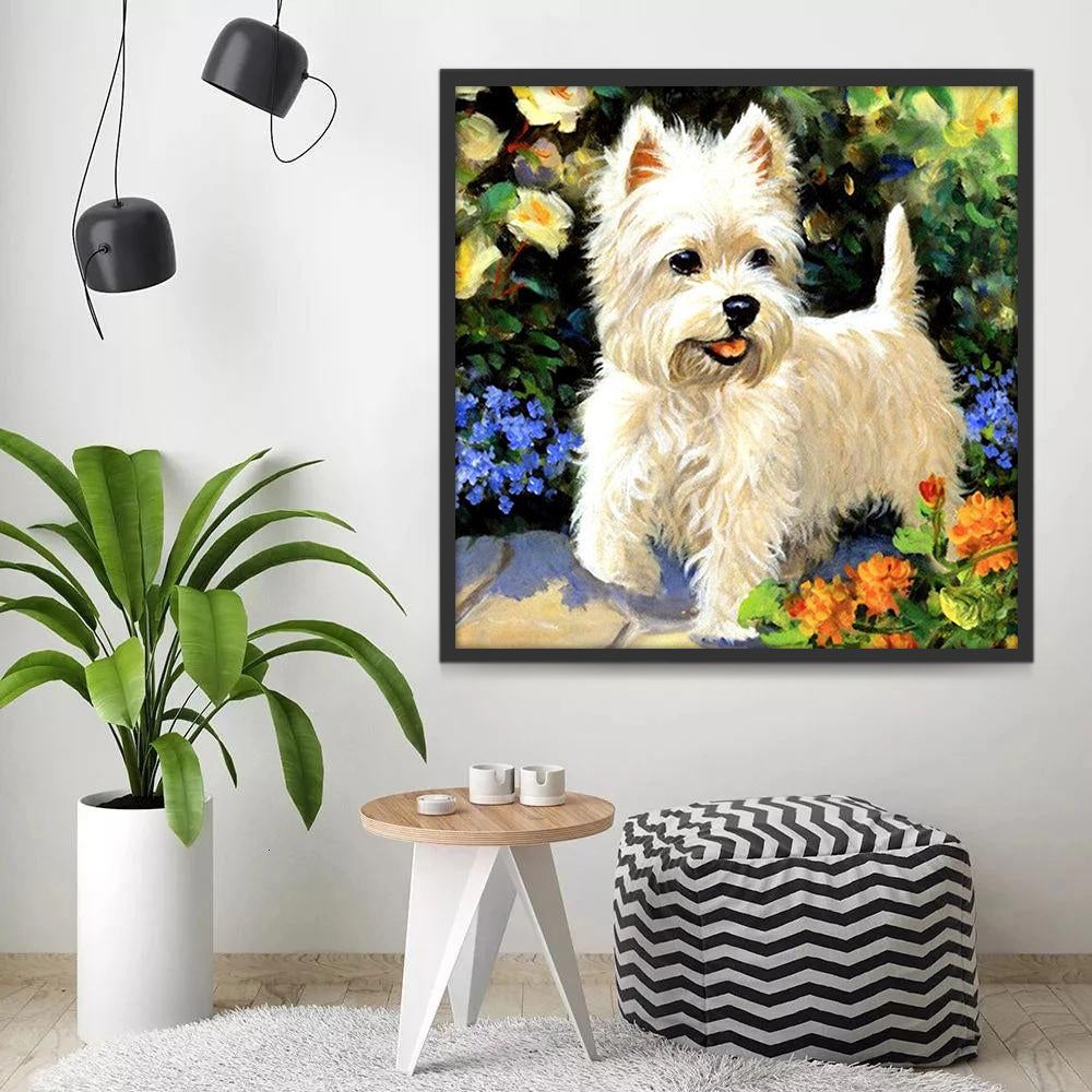 Perrito Lindo en Las Flores Pintar por Números