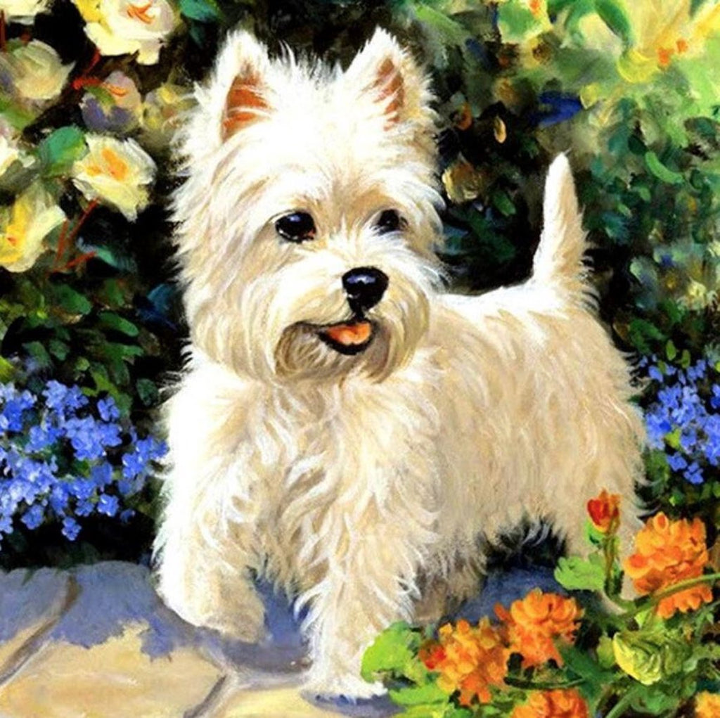 Perrito Lindo en Las Flores Pintar por Números