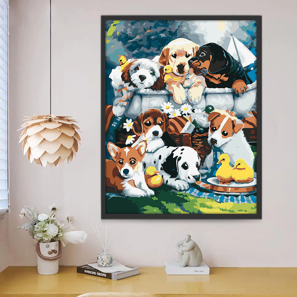 Perritos y Pollitos Pintar por Números