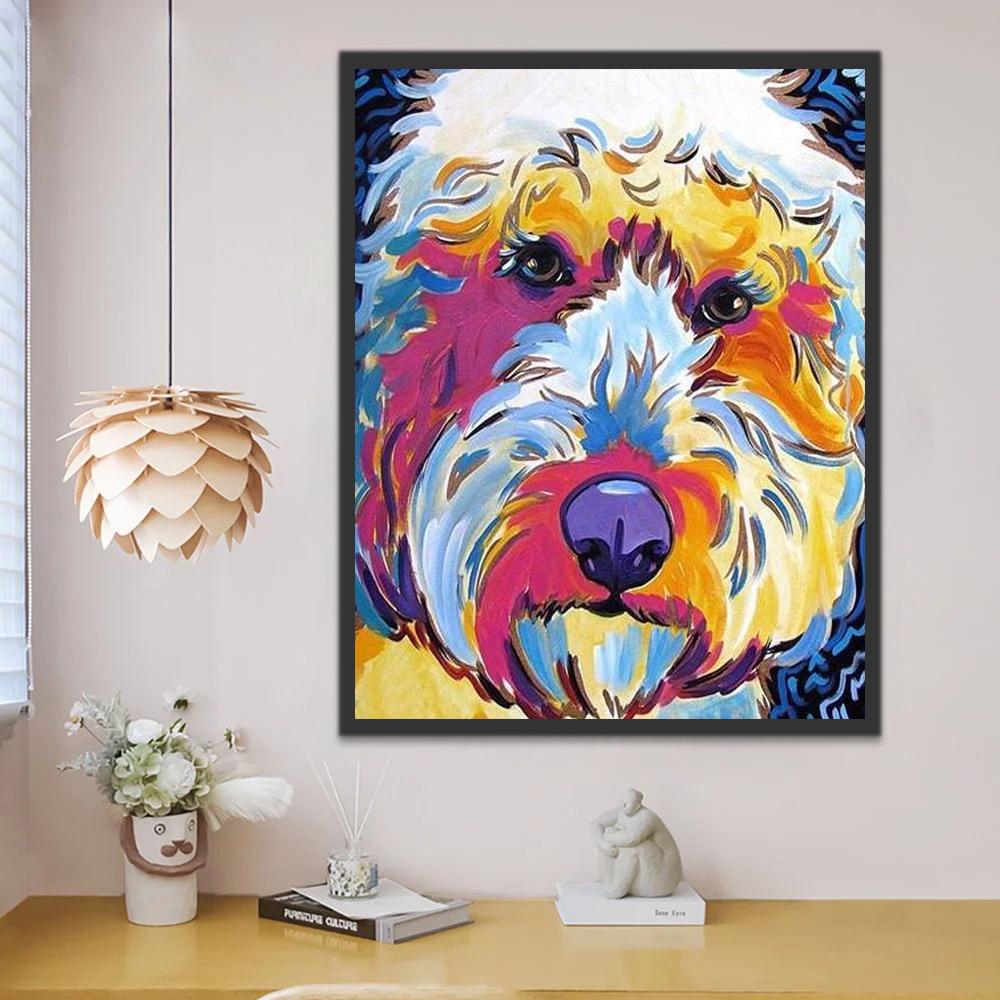 Perro Abstracto con Nariz Morada Pintar por Números