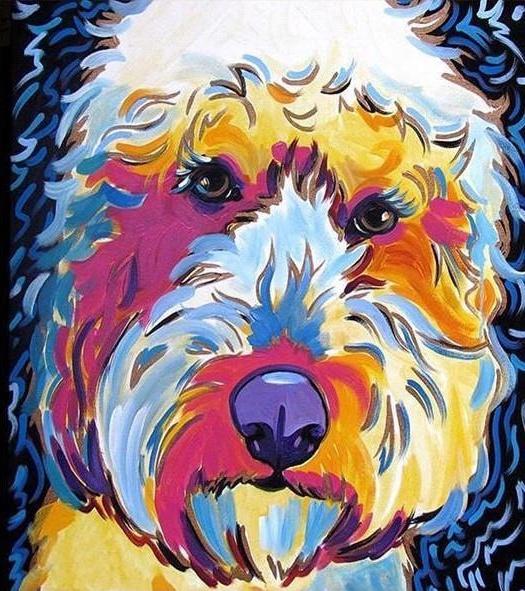 Perro Abstracto con Nariz Morada Pintar por Números