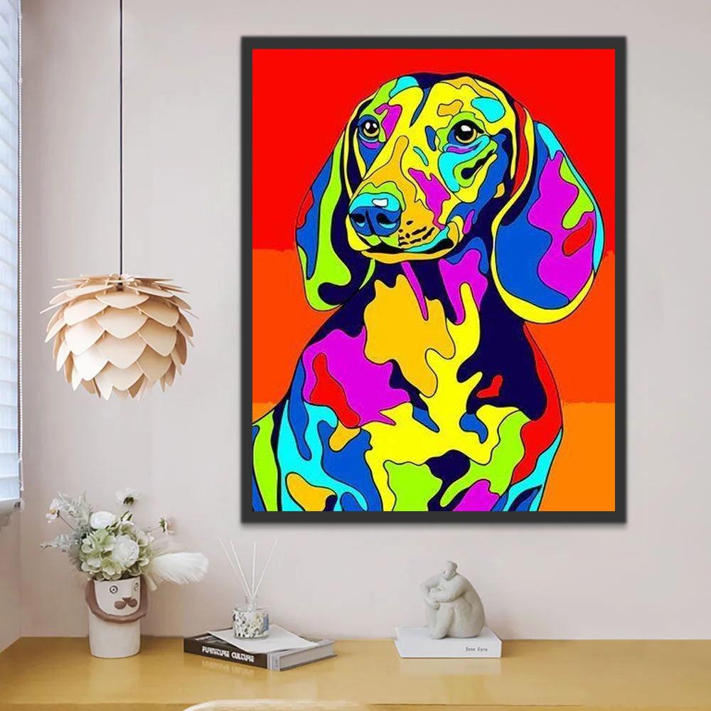 Perro Abstracto de Colores Brillantes Pintar por Números
