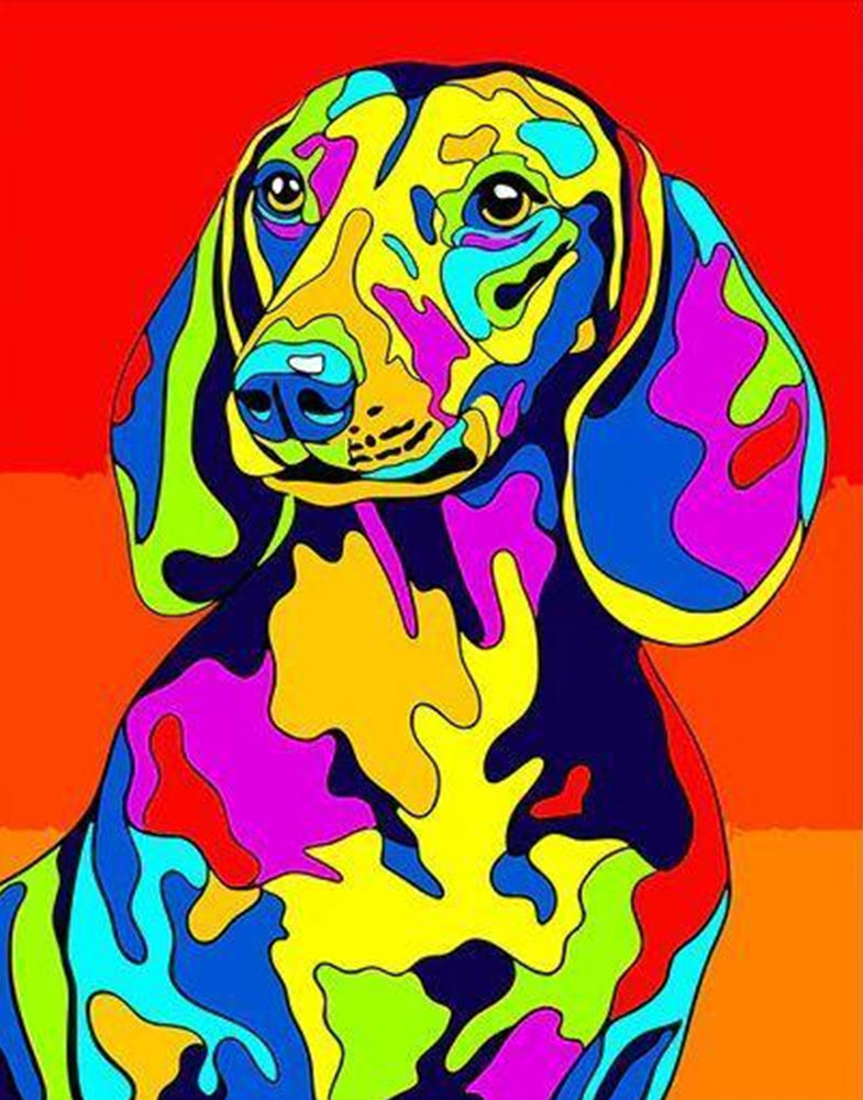 Perro Abstracto de Colores Brillantes Pintar por Números