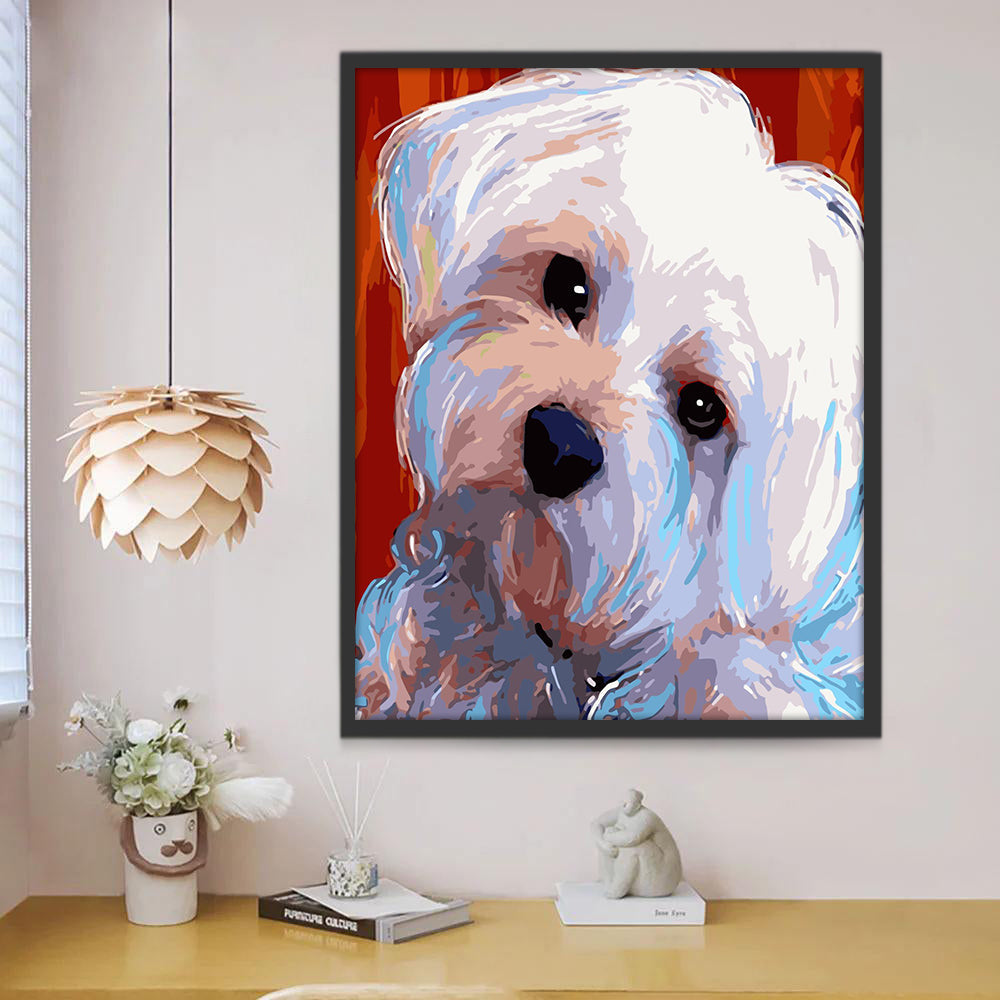 Perro Blanco Adorable Pintar por Números