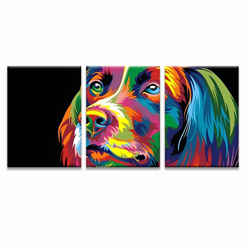 Perro Colorido 3 Partes Pintar por Números