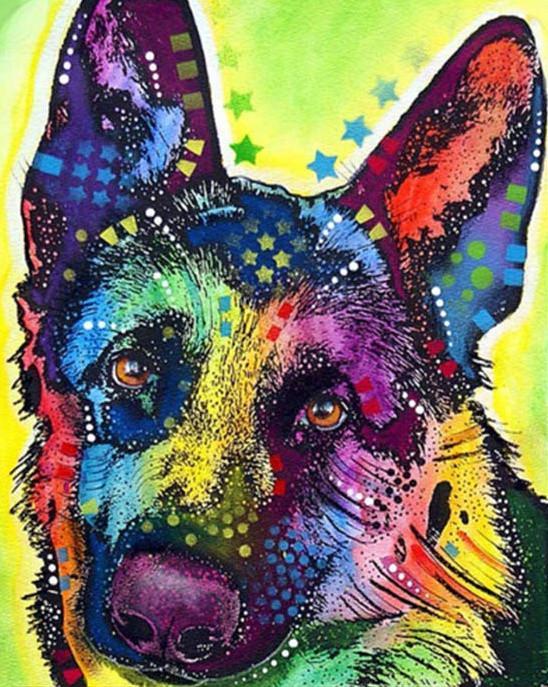 Perro Colorido Abstracto Pintar por Números