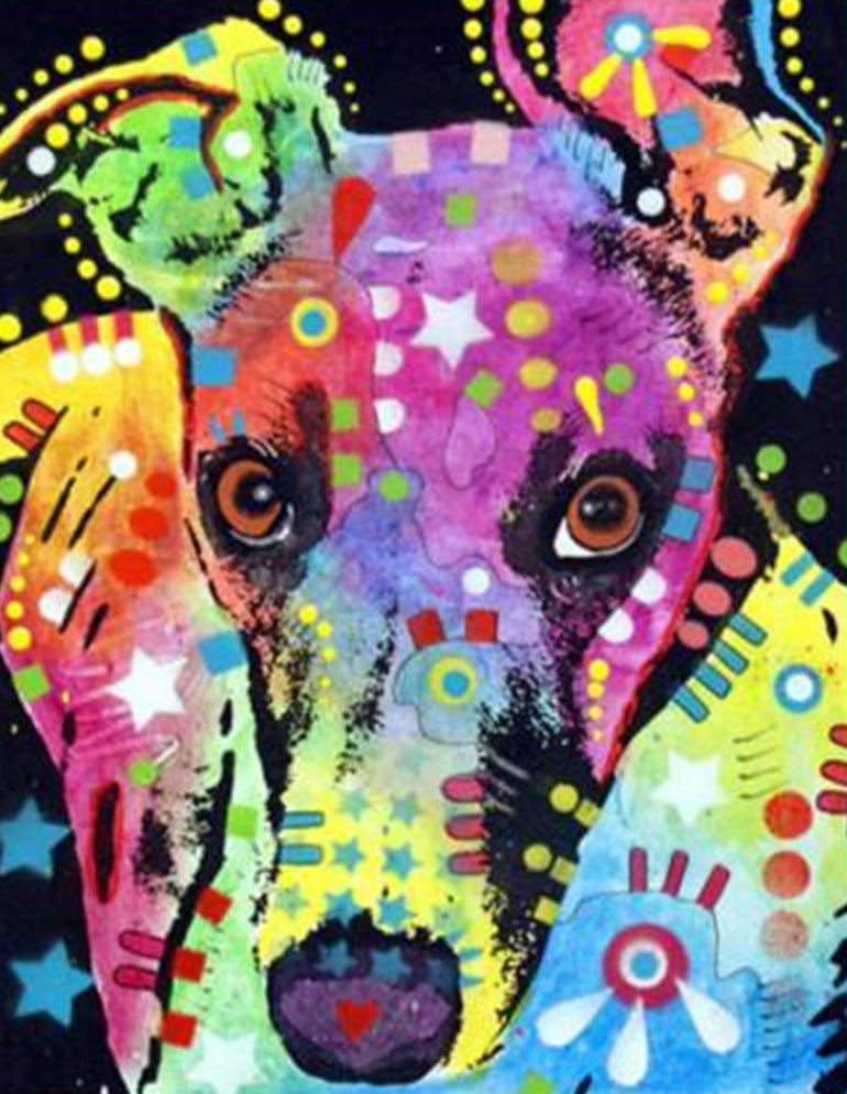 Perro Colorido Abstracto Pintar por Números