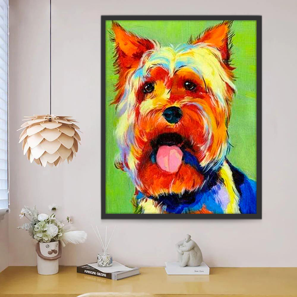 Perro Colorido con Boca Abierta Pintar por Números