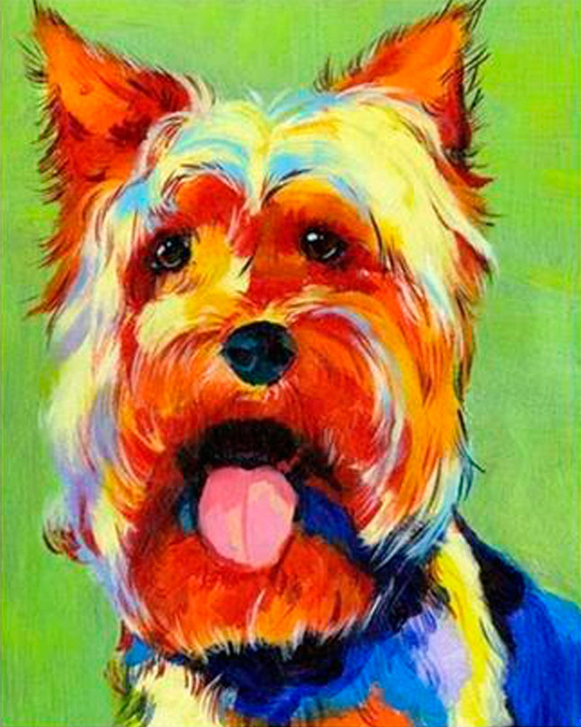 Perro Colorido con Boca Abierta Pintar por Números