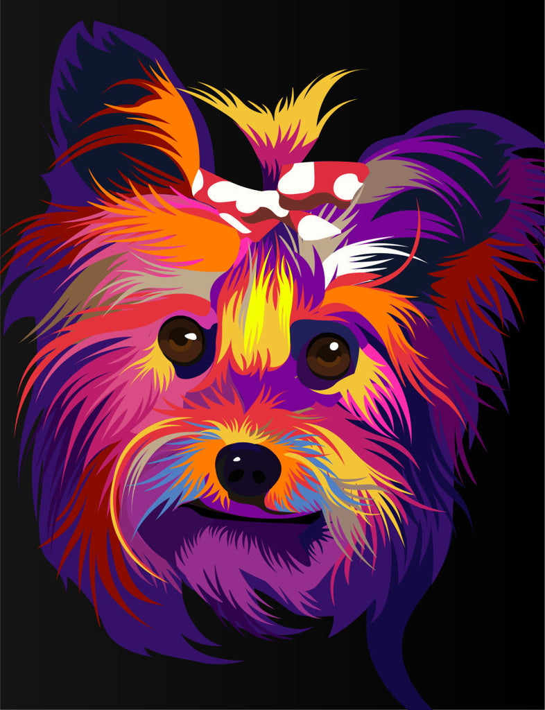Perro Colorido en el Fondo Negro Pintar por Números