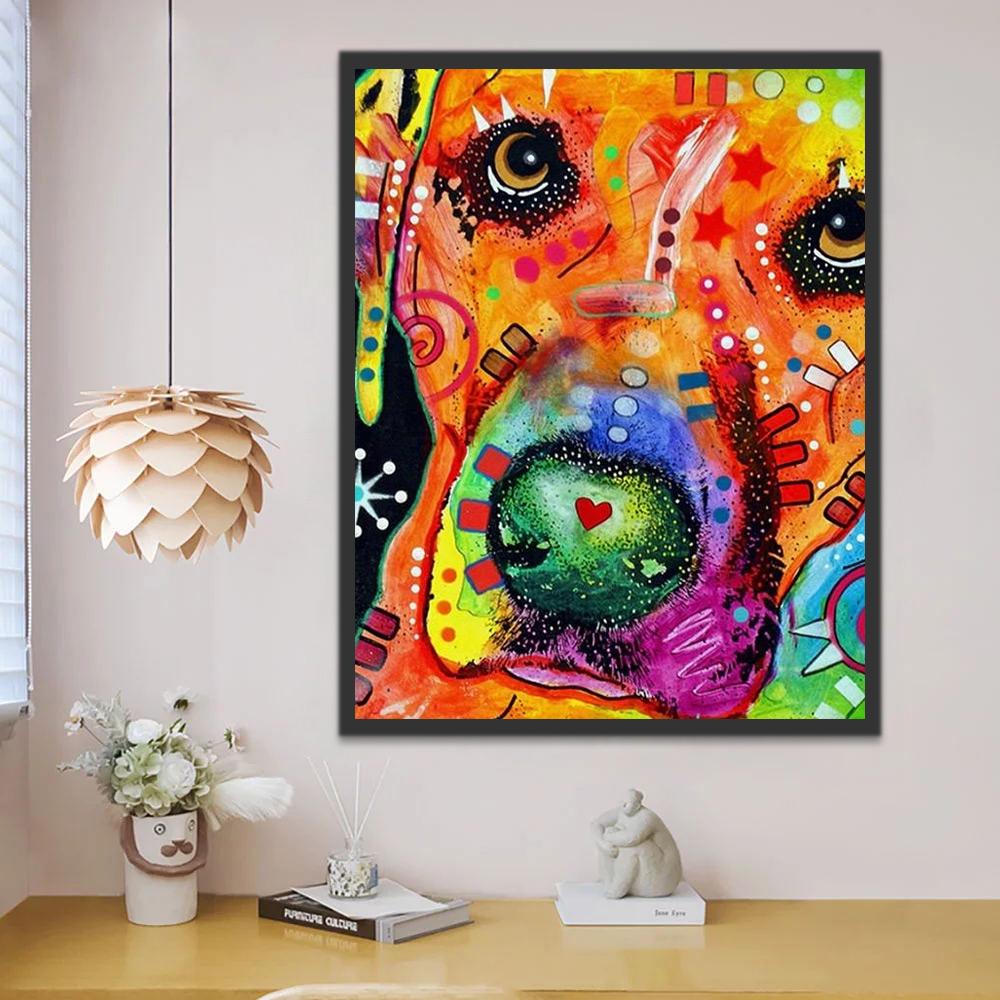 Perro Colorido en Estilo Abstracto Pintar por Números