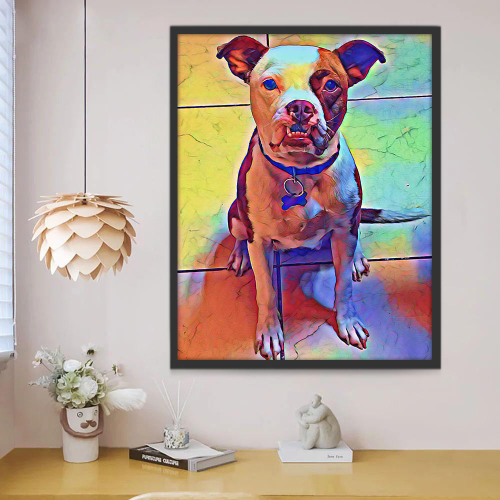 Perro Colorido Sentado en el Suelo Pintar por Números
