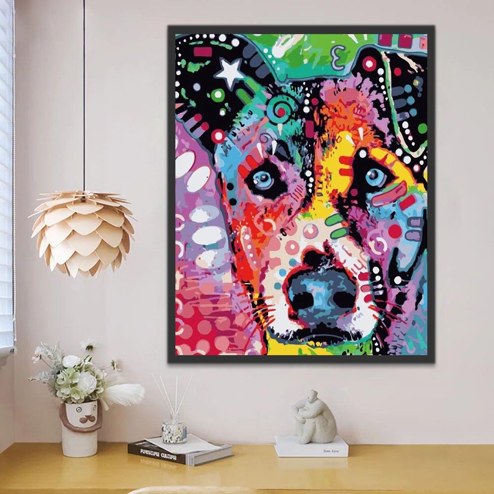 Perro Colorido y Abstracto Pintar por Números
