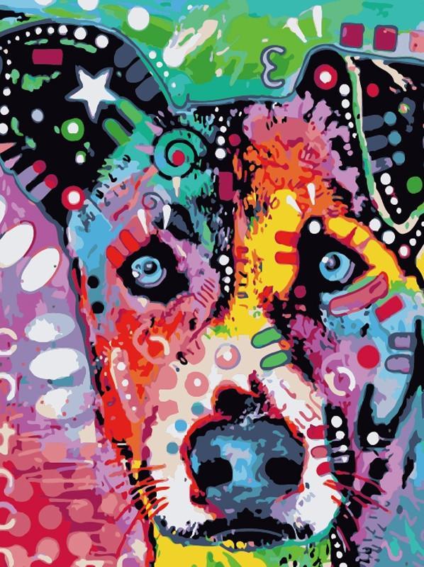 Perro Colorido y Abstracto Pintar por Números