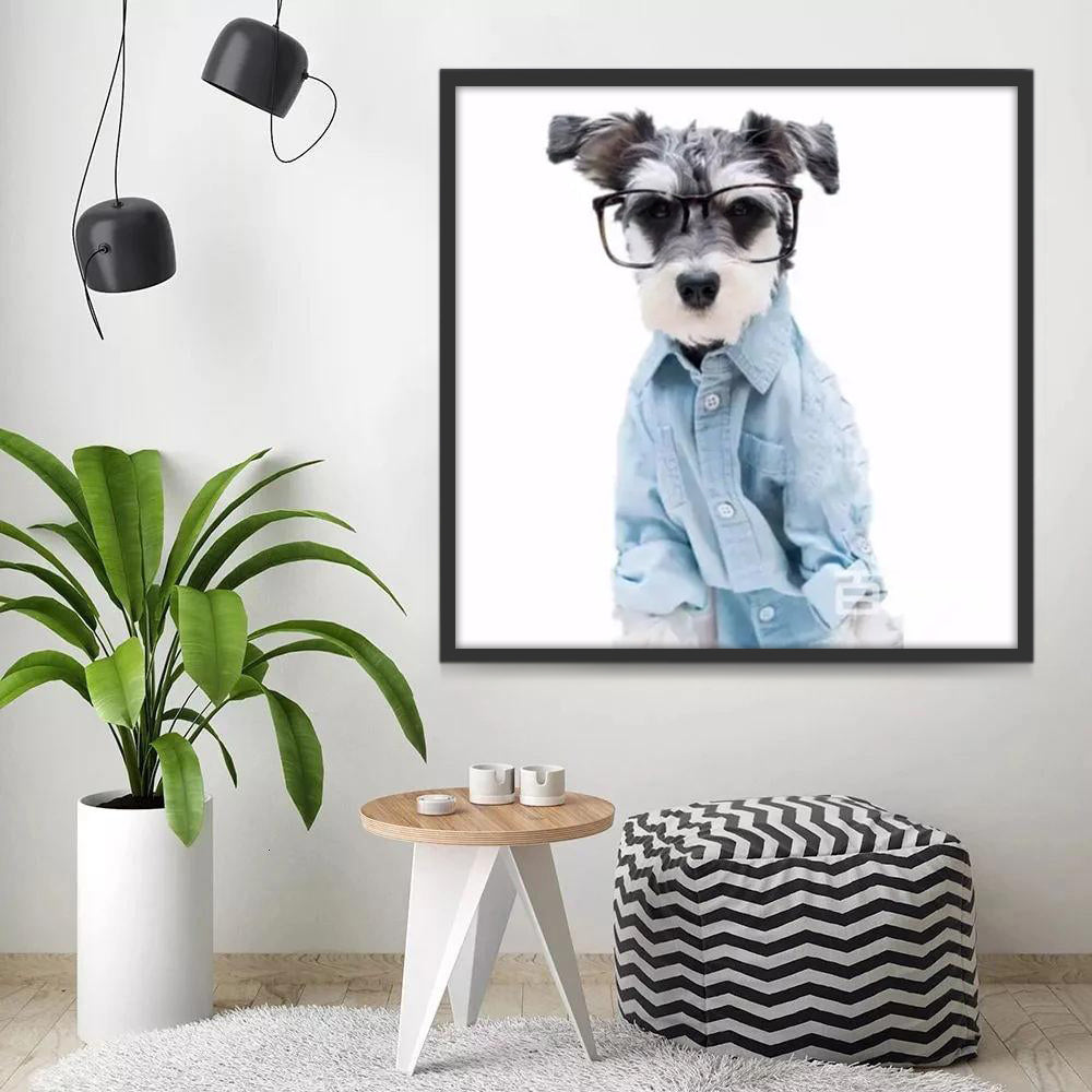 Perro con Gafas y Camisa Azul Pintar por Números