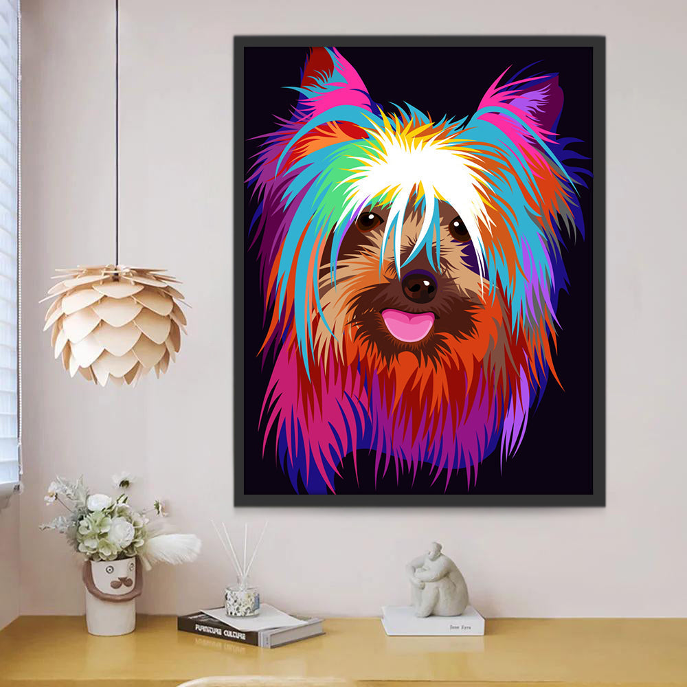 Perro Feliz de Pelo Colorido Pintar por Números