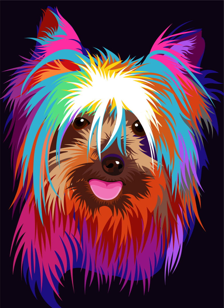 Perro Feliz de Pelo Colorido Pintar por Números