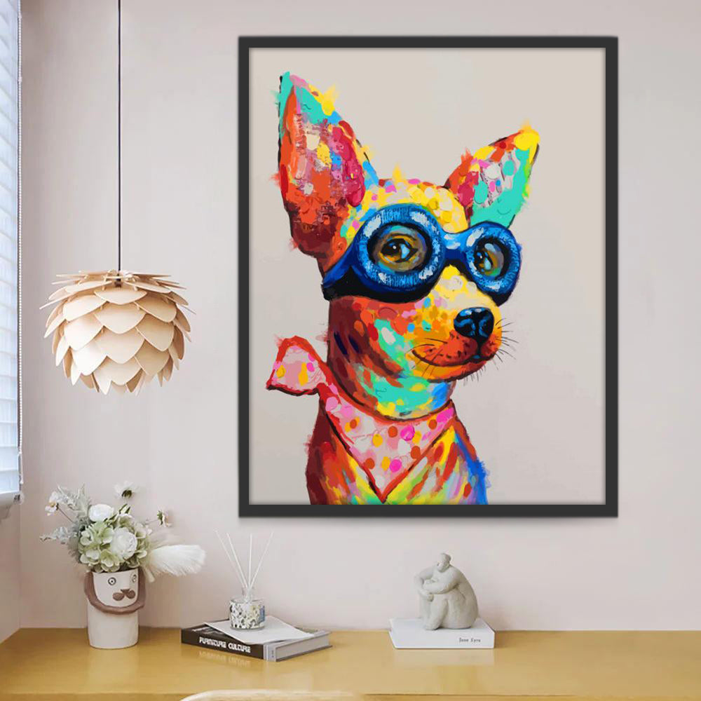 Perro Lindo con Gafas Azules Pintar por Números