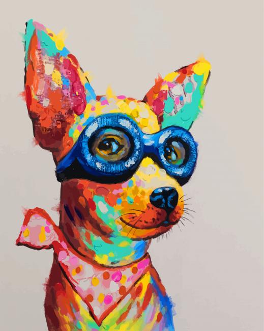 Perro Lindo con Gafas Azules Pintar por Números
