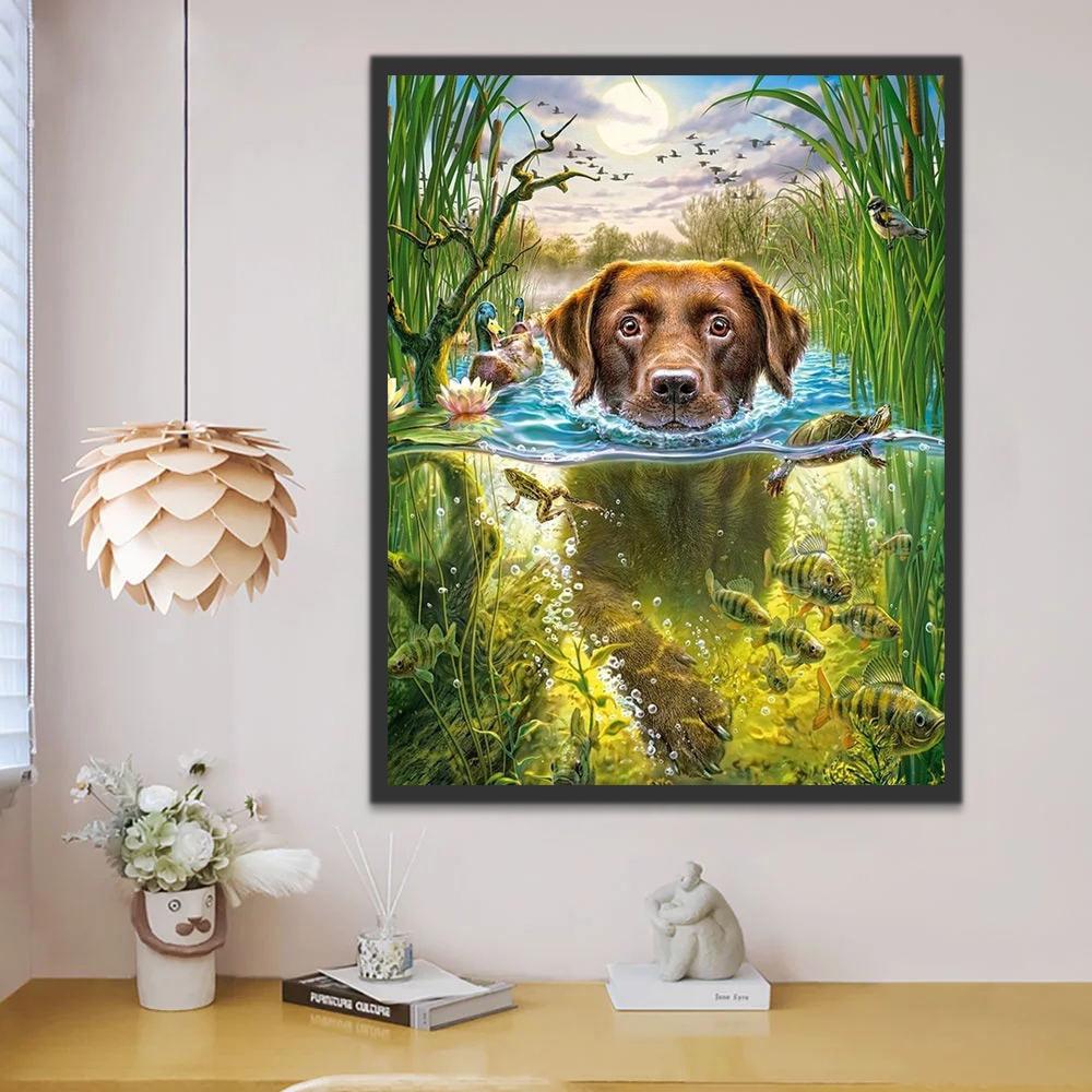 Perro Nadando en el Agua Pintar por Números