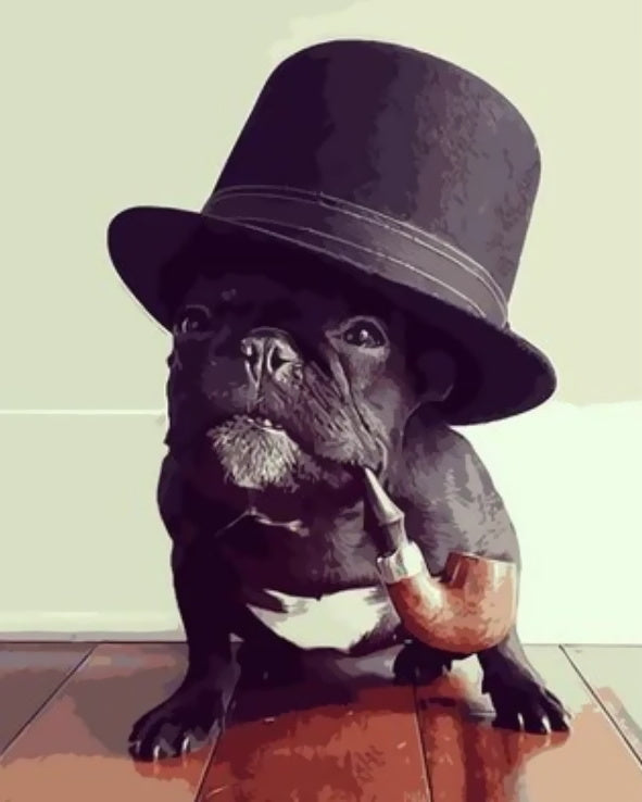 Perro Negro con Sombrero y Cachimbo Pintar por Números
