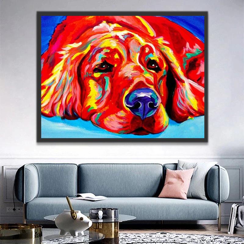 Perro Rojo en Estilo Abstracto Pintar por Números