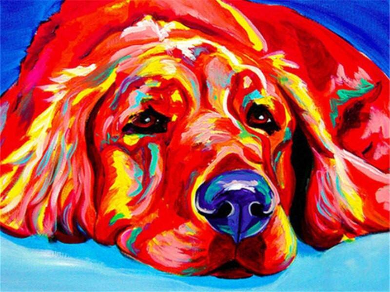 Perro Rojo en Estilo Abstracto Pintar por Números