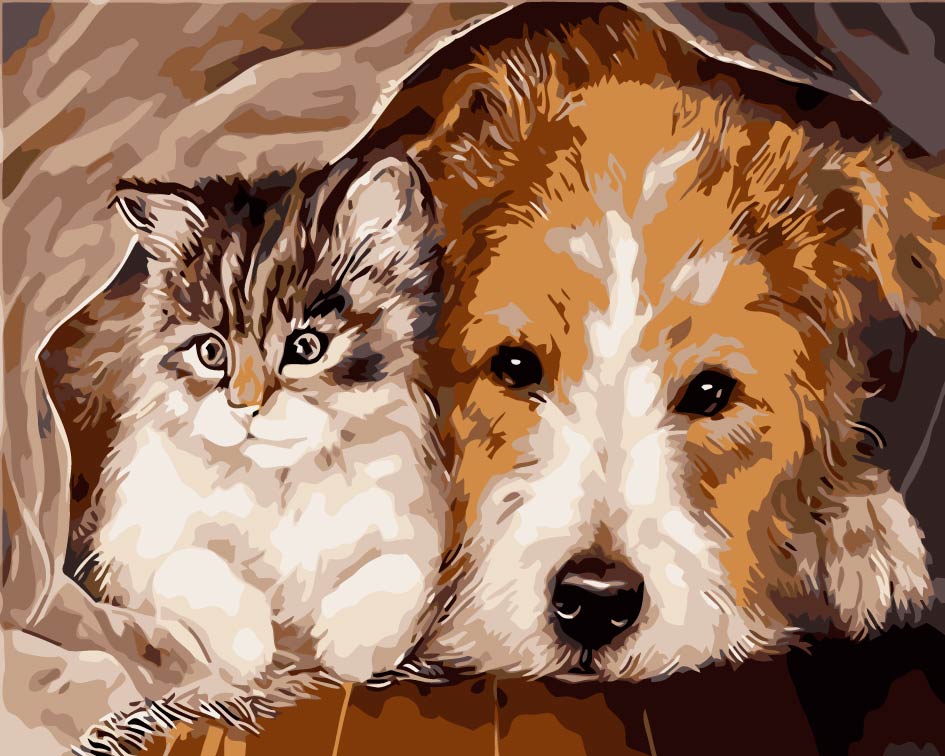 Perro y Gatito Pintar por Números