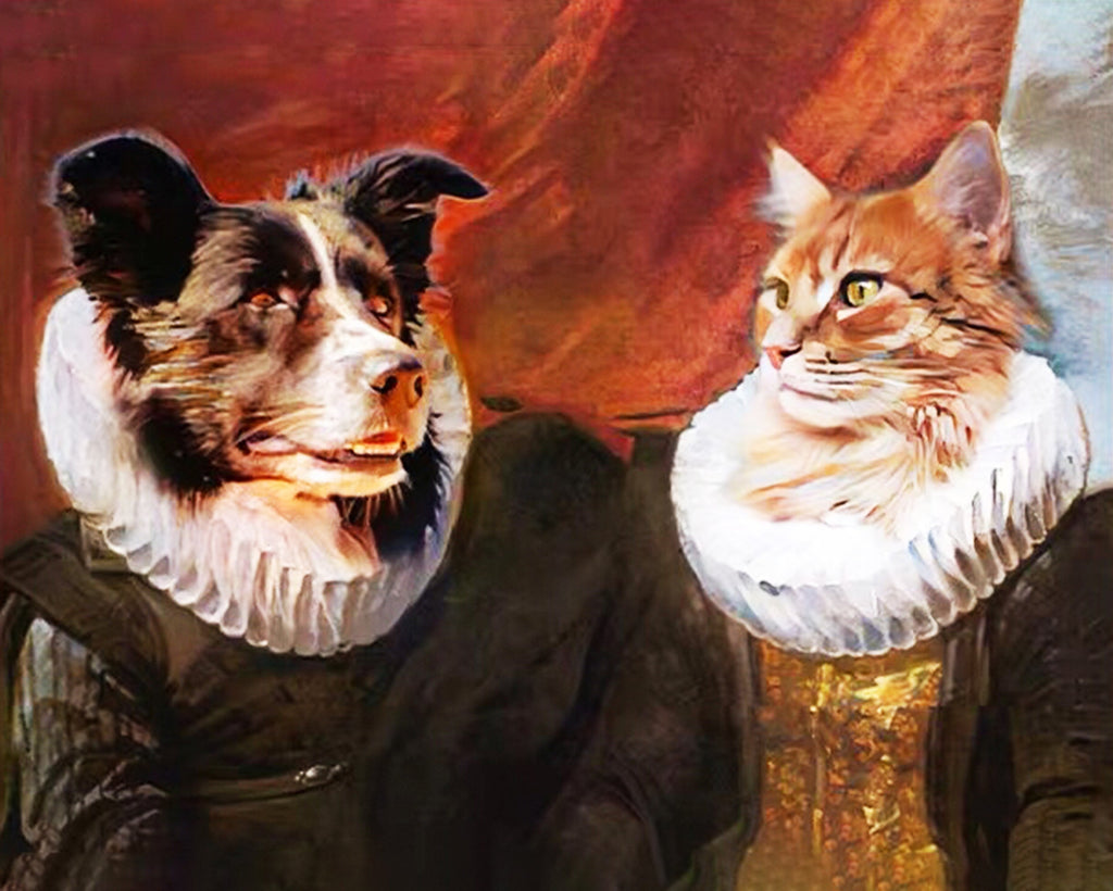 Perro y Gato con Traje Real Pintar por Números