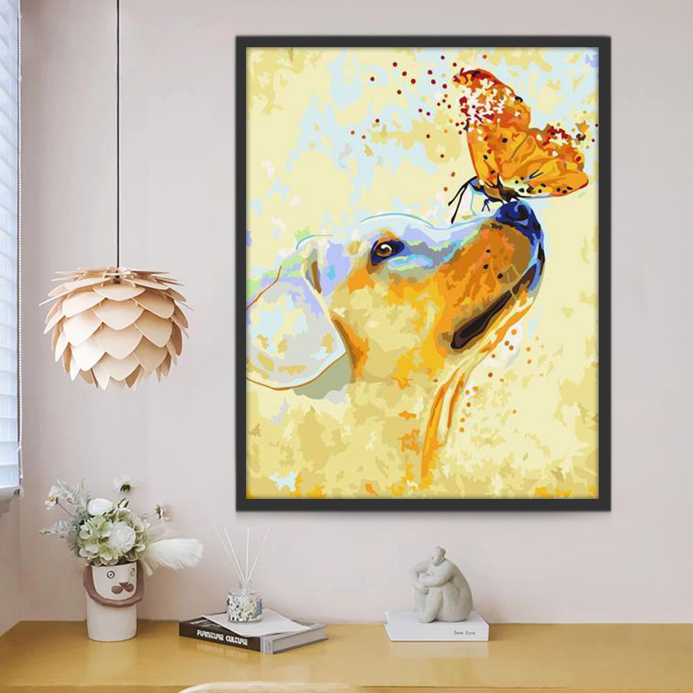 Perro y Mariposa Pintar por Números