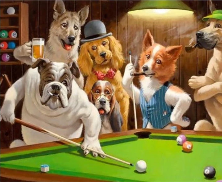 Perros Jugando al Billar Pintar por Números