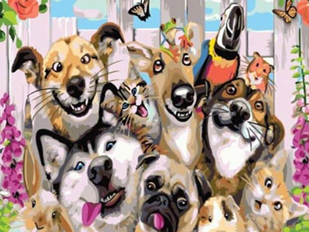 Perros y Sus Compañeros de Animales Pintar por Números